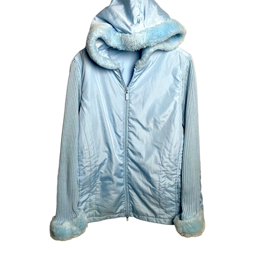 Fashion Bug Vintage Furry Trim Hooded Jacket Coat with Side Pockets Size 18/20